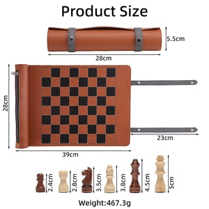 Jeu d'échecs de luxe en cuir PU avec logo personnalisé, pièces magnétiques, nouveau design, plateau portable, jeu de société enroulable pour les voyages et le divertissement - Product Image 2