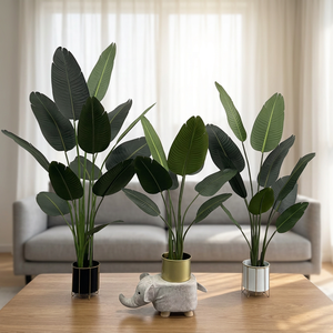 Palmier du voyageur artificiel en soie de qualité supérieure, plante décorative d'intérieur réaliste - Product Image 1