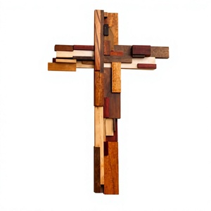 Escultura de Cruz de Madera Rústica AZ ENTERPRISES, Decoración de Pared para Sala de Estar, Bautizo, Arte Religioso, Lavable - Product Image 4