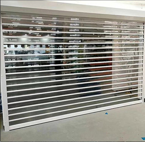Matériel de sécurité pour magasins : Porte à enroulement en aluminium et acrylique, transparente ou givrée, avec grille en cristal transparent - Product Image 5