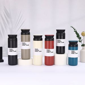 Bouteille isotherme à double paroi en acier inoxydable 304, style japonais, avec couvercle plat, 350 ml et 500 ml, cadeau d'entreprise personnalisé - Product Image 6