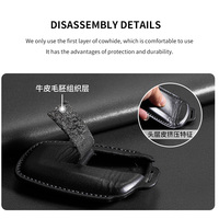 Estuche Plegable para Llaves de Coche de Cuero Vacuno de Primera Calidad Hecho a Mano para Chery JETOUR Traveler Shan Hai T1 T2PRO Da Sheng IDM King PLUS