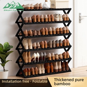 Wayon Scarpiera Moderna in Bambù Pieghevole a 1 Ripiano, Scaffale Portaoggetti per Ingresso, Camera da Letto, Organizzazione Domestica - Product Image 3