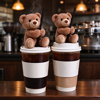 Nouveau 2026 Ours en peluche mini moelleux assis, figurine décorative pour tasse et table de café, vente en gros