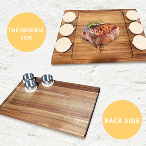 Planche de service en bois Steak Acacia Sizzling Meat Plate Set Cuisine - Product Image 2