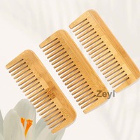 Peigne en bambou personnalisé avec logo pour un usage domestique, étudiants, peigne à dents larges portable pour le massage du cuir chevelu et la santé des méridiens pour les voyages