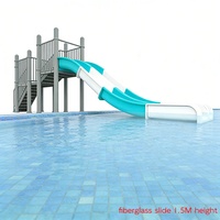 Toboggan aquatique écologique en fibre de verre, hauteur 1,5 m, double voie, plateforme en acier galvanisé pour piscine, conformité EN1176 CE