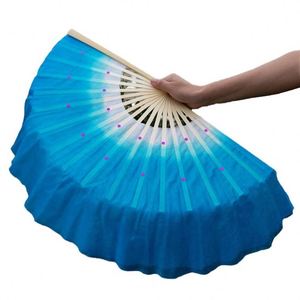 Abanico de Danza Chino de Seda Ecológica de Alta Calidad de 31 cm, Abanico de Bambú Estilo Kung Fu, Tallado a Mano, para el Año Nuevo Chino - Product Image 1