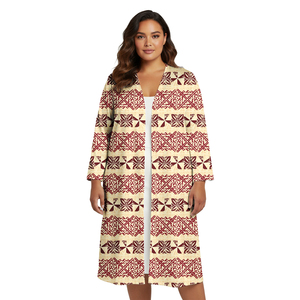 Cárdigan Kimono Extra Grande para Mujer, Blusa con Estampado de Tatuaje Polinesio de Plumeria, Cárdigan Holgado con Frente Abierto, Manga Larga, Ropa de Playa - Product Image 5