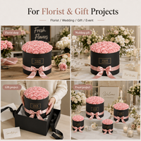 Lot de 3 boîtes cylindriques haut de gamme personnalisées avec logo estampé à chaud, en carton rigide, pour bouquets de roses éternelles – Vente en gros