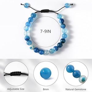 Blue <b>Stone</b> Beaded <b>Bracelet</b> stylish Handmade for Men & Women Natural Blue <b>Stone</b> Beaded <b>Bracelet</b> legent Everyday Wear - Product Image 5