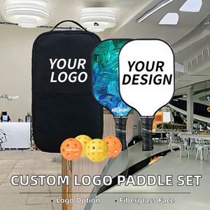 Custom LOGO Honeycomb Core Fiberglass <b>Pickleball</b> Paddle Carbon Fiber Surface Training Set 2 Paddles 4 <b>Balls</b> 1 Bag USAPA Approved - Product Image 2