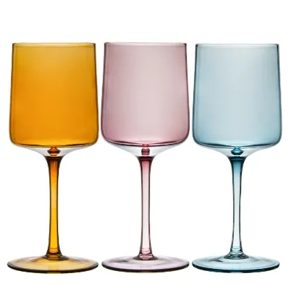 Peralatan anggur kustom, kacamata anggur merah warna kotak kristal buatan tangan, tersedia untuk pertemuan keluarga
