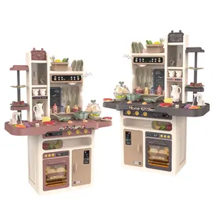 Spruzzatura cucina casa giochi giocattoli frutta verdura taglio 65 pezzi Set da cucina giocattolo con suono/luce