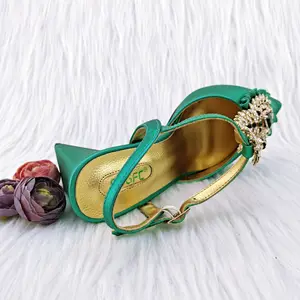 New Design Fashion OL Commuter Handbag With Shiny Diamond Decorated High Heels Shoes Nigeria Ladies Party Shoe Bag Set