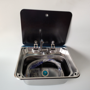 Fregadero Rectangular <span class=keywords><strong>para</strong></span> Caravana Rv, Tazón Individual con Vidrio, Fregadero de Cocina Moderno de Acero Inoxidable, Soporte Técnico en Línea de 1mm - Product Image 3