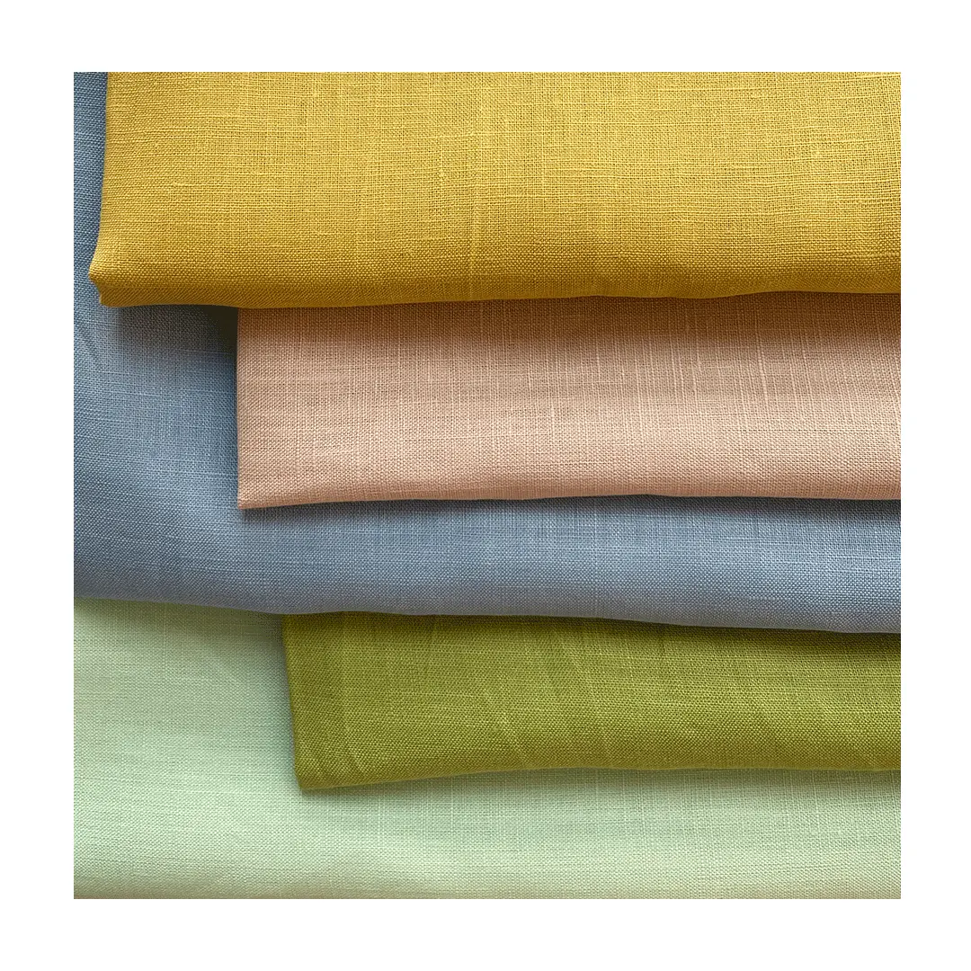 Wholesale customized color pure 100% linen flax fabric for dress shirt