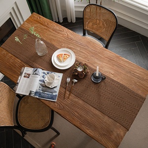 Nouveau <span class=keywords><strong>chemin</strong></span> <span class=keywords><strong>de</strong></span> <span class=keywords><strong>table</strong></span> bohème en macramé, tissé à la main en coton et lin, décoration rustique style ferme avec pompons pour mariage, fête ou <span class=keywords><strong>table</strong></span> à manger - Product Image 3
