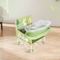 Chaise de table pliable moderne Prodigy CF002 pour bébé, portable, sûre, en plastique de qualité alimentaire, vert/rose, avec tapis de repas tendance pour l'extérieur