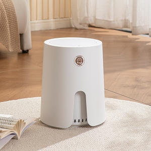 Poubelle cylindrique Sanzei avec couvercle, blanche, pour intérieur, bouton poussoir, grande capacité, étanche, anti-odeurs - Product Image 3