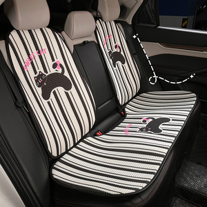 Coussins de siège de voiture mignons en soie glacée, respirants et antidérapants, housses de siège d'été pour la décoration intérieure de la voiture, ensemble de 3-4 pièces - Product Image 4