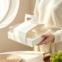 Boîte à gâteau carrée blanche en papier avec couvercle transparent