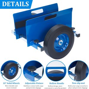 <span class=keywords><strong>Chariot</strong></span> de manutention robuste pour panneaux avec roues pleines de 10 pouces, support réglable pour le transport de plaques de plâtre, du <span class=keywords><strong>bois</strong></span>, des portes et du verre - Product Image 3