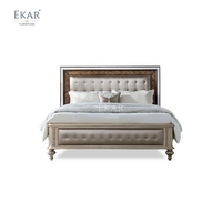 EKAR Zenith Imperial Gepolstertes Bett |   Luxuriöse Neoklassische Champagner-Schlafzimmermöbel |   Foshan Kundenspezifische Fertigungsfabrik