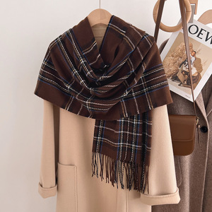 Festive Red Classic Plaid Check Scarf Thick Warm Winter Women Neck Warmer Muffler <b>Pashmina</b> <b>Shawls</b> Wraps Accessories - Product Image 2