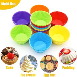 Moules à muffins ronds en silicone réutilisables, très vendus, arc-en-ciel, colorés, outils pour <span class=keywords><strong>cupcakes</strong></span>, qualité alimentaire, pour la cuisine, la pâtisserie, les moules à gâteaux - Product Image 4
