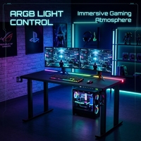 Table de gaming AOR E-sports avec plateau métallique et tapis en cuir magnétique, double moteur, cadre de table à double section inversée, vente en gros usine