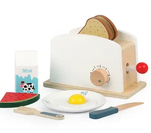 Кухонная ролевая игра, деревянная машина для резки завтрака, хлеба, Детская кухня и еда, деревянные игрушки, кухонный тостер, кухонная мини-машина для хлеба, набор