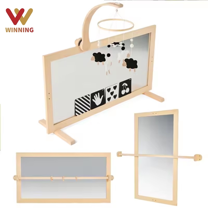 Montessori Long Wooden Floor Standing Mirror