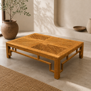 Sunnie <b>Solid</b> <b>Wood</b> Coffee Table with Slatted <b>Top</b> Modern and Functional Design for Home or Dining Rooms - Product Image 2