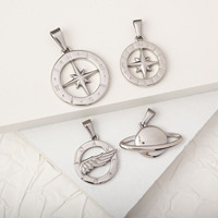 Pendentifs pour hommes MECYLIFE plaqués or 18 carats, pendentif boussole en acier inoxydable, pendentif aile d'ange, charme classique pour collier