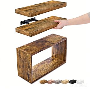 Estante Flotante de Madera para Baño, Montado en la Pared, Color Quemado, Rectangular, Duradero, Instalación en Esquina, Tamaño Personalizado - Product Image 5