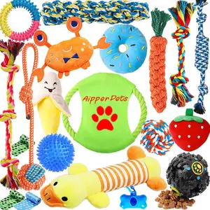 Kustom mainan anak anjing 20 pak mainan kunyah hewan peliharaan untuk menyenangkan dan pembersihan gigi termasuk anjing mencicit mewah mainan anjing set 2023