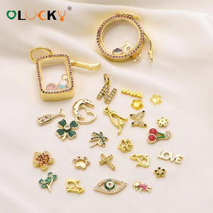 LUCKYJIU gioielli personalizzati impermeabili appannamento senza 18k placcato oro fatto da te ciondoli galleggianti per medaglione di vetro - Product Image 3