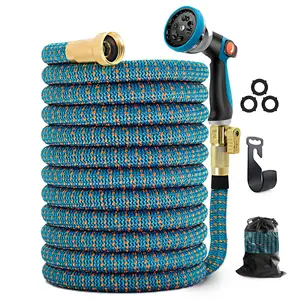 Expandable Magic Flexible Garden Hose Water Hose with Spray Nozzle 7 Function Gun Plastic ABS ISO 9000 25 50 75 100 150 FT