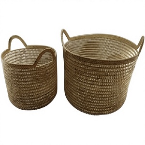 Cesta de Almacenamiento Multifuncional LDRCRC-005 de Mimbre Tejido, Plástico, Tela y Metal, para Compras, Alimentos, Ropa, Baño, Sala de Estar, Komodoin - Product Image 1