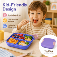 Boîte à lunch pour enfants en plastique sans BPA, résistante aux micro-ondes, étanche, avec un ensemble de couverts, boîte à lunch bento de dessin animé pour les élèves