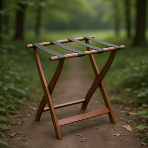 Portavaligie in Legno con Cinghie in Pelle, Design Pieghevole per Viaggi e Stoccaggio - Product Image 3