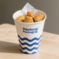 Caja de carne de pollo Halal frita reciclada OEM, tinta de soja de grado alimenticio, caja de patatas fritas de comida congelada fragante deliciosa de pollo