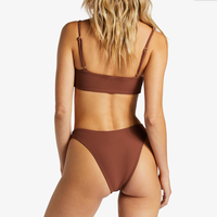 Traje de baño de dos piezas con textura de costilla y ropa de playa Bralet Bikini Top Mid Rise Cheeky Bottom Bikini de mujer Trajes de baño