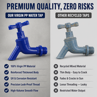 Robinet d'eau en PP bleu de Chine, Robinet de puisage en plastique anti-corrosion pour l'irrigation des jardins, l'aquaculture domestique, Vente en gros, Raccord de tuyauterie OEM