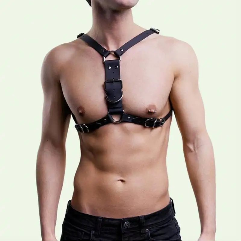 Man Harness Leather Bdsm Bondage Strap Belt Cosplay Sexy Rave Tops Sex Halloween Lingerie Adjustable Chest Restraint Kit