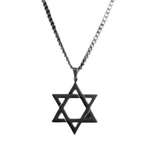 Hot Selling Unisex Stainless Steel Necklace With Retro Vintage Star Pendant Six Mang Xing Princess Cut Diamond Shape