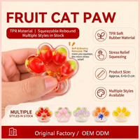 Jouet Squishy Patte de Chat Mignonne en TPR, Rempli d'Eau, Paillettes Fruitées, Jouet Anti-Stress Liquide Kawaii, Cadeau pour Enfants, Idéal pour Fêtes