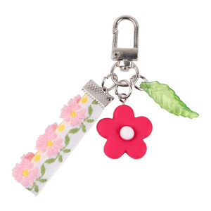 Fresco y simple HyunA INS estilo colorido ducha acrílico Hoja Verde pequeña flor llavero colgante para bolsos - Product Image 5