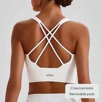 Soutien-gorge de sport respirant à haute élasticité et extensible dans quatre directions avec logo frontal, antichoc, pour la course, le fitness et le yoga, pour femme
